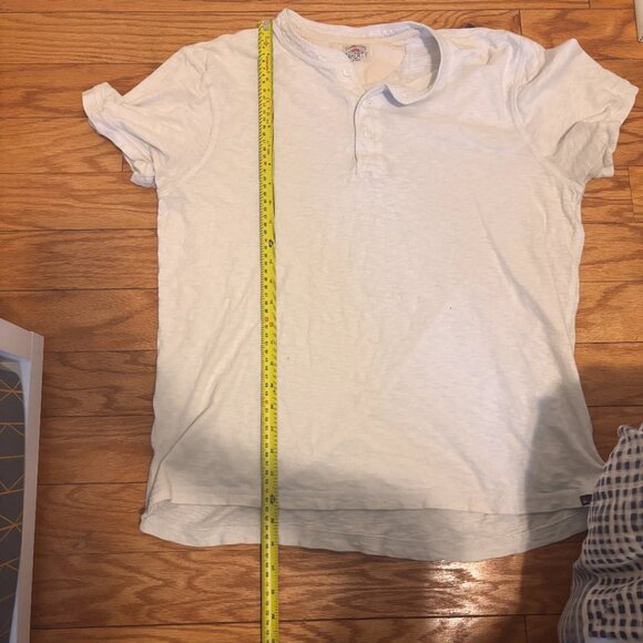 Faherty Mens Sunwashed Organic Cotton Linen T-Shirt Off-White Short Sleeve READ - Picture 10 of 10